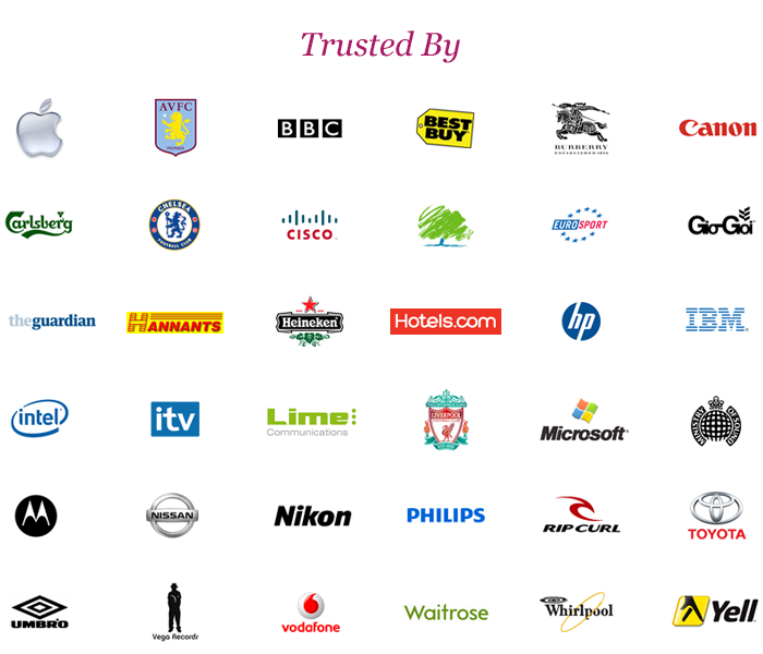 MailBigFile is trusted by Asics, Aviva, BBC, Bestbuy, Burberry, Canon, Carlsberg, Cisco, Eurostar, GioGoi, The Guardian, Heineken, HP, IBM, Ikea, Intel, ITV, Nikon, Nissan, Motorola, Pepsico, Philips, Ripcurl, Toyota, Umbro, Vodafone, Whirlpool, Waitrose, Yell.